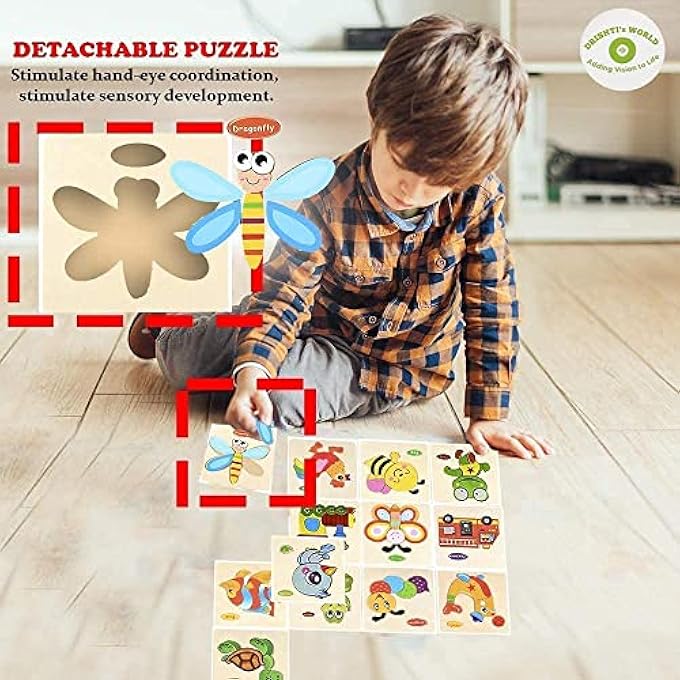 SET OF 15 3D WOODEN PUZZLE JIGSAW TOYS FOR CHILDREN WOOD 3D CARTOON ANIMAL PUZZLES INTELLIGENCE KIDS EARLY EDUCATIONAL TOYS FOR CHILDREN - Image 2
